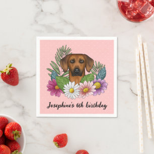 Rhodesian Ridgeback Hond En Bloemen Verjaardagsfee Servet