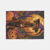 Rhodesian Ridgeback Hond Halloween Heksenpompoen Fleece Deken (Voorkant (Horizontaal))