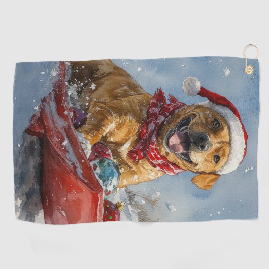 Rhodesian Ridgeback Hond in Sledge Kerstmis Golfhanddoek (Horizontaal)