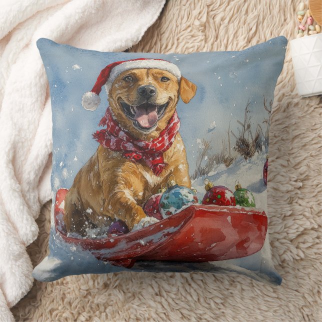 Rhodesian Ridgeback Hond in Sledge Kerstmis Kussen (Deken)