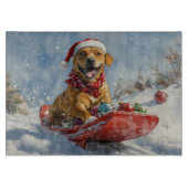 Rhodesian Ridgeback Hond in Sledge Kerstmis Snijplank (Voorkant)
