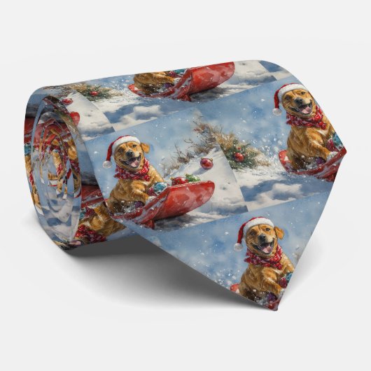 Rhodesian Ridgeback Hond in Sledge Kerstmis Stropdas (Opgerold)