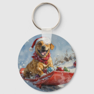 Rhodesian Ridgeback-hond in slee Christmas Sleutelhanger
