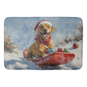 Rhodesian Ridgeback-hond in slee Kerstmis Badmat