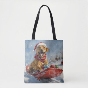 Rhodesian Ridgeback-hond in slee Kerstmis Draagtas