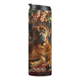 Rhodesian Ridgeback Hond Kerst Feestelijk Thermosbeker