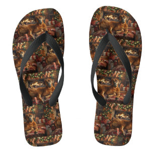 Rhodesian Ridgeback Hond Kerst Festief Teenslippers