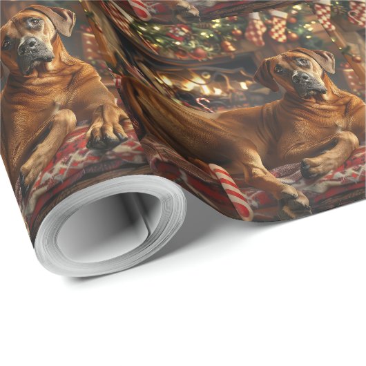 Rhodesian Ridgeback Hond Kerstfeest Cadeaupapier (Rol Hoek)