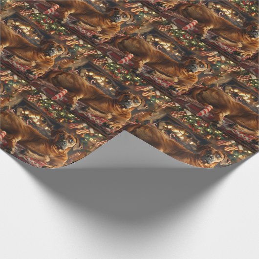 Rhodesian Ridgeback Hond Kerstfeest Cadeaupapier (Hoek)