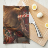 Rhodesian Ridgeback Hond Kerstfeest Theedoek (Quarter Fold)