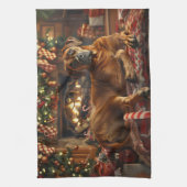 Rhodesian Ridgeback Hond Kerstfeest Theedoek (Verticaal)
