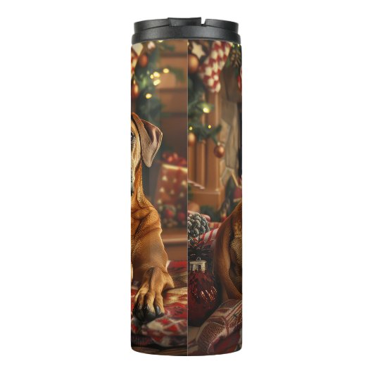 Rhodesian Ridgeback Hond Kerstfeest Thermosbeker (Achterkant)