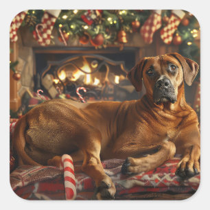 Rhodesian Ridgeback Hond Kerstfeest Vierkante Sticker