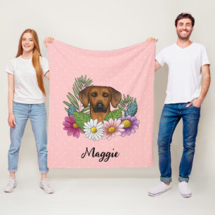 Rhodesian Ridgeback Hond Kleurrijke Wilde Bloemen Fleece Deken