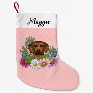Rhodesian Ridgeback Hond Kleurrijke Wilde Bloemen Kleine Kerstsok