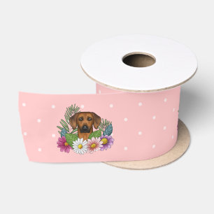 Rhodesian Ridgeback Hond Kleurrijke Wilde Bloemen Lint