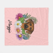 Rhodesian Ridgeback Hond Kleurrijke Wildflower Roz Fleece Deken (Voorkant (Horizontaal))