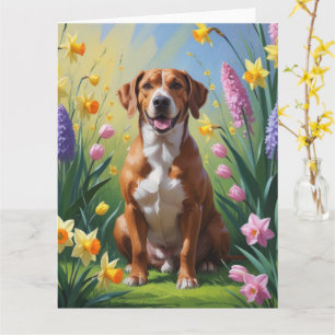 Rhodesian Ridgeback-hond lente bloemen schilderij Kaart