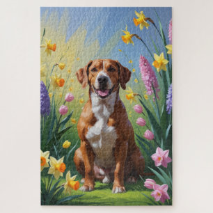 Rhodesian Ridgeback-hond lente bloemen schilderij Legpuzzel