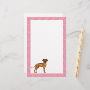 Rhodesian Ridgeback Hond Liefde Hart Patroon Roze Briefpapier