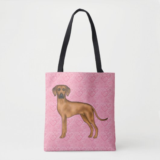 Rhodesian Ridgeback Hond Liefde Hart Patroon Roze Draagtas (Voorkant)