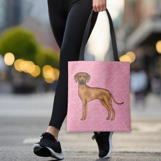 Rhodesian Ridgeback Hond Liefde Hart Patroon Roze Draagtas