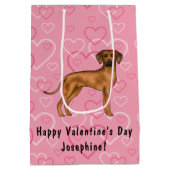 Rhodesian Ridgeback Hond Liefde Hart Patroon Roze Medium Cadeauzakje (Achterkant)