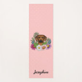 Rhodesian Ridgeback hond met bloemen en naam roze Yogamat (Voorkant)