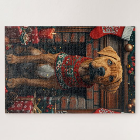 Rhodesian Ridgeback hond met kerstcadeaus Legpuzzel (Horizontaal)