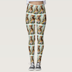 Rhodesian Ridgeback-hond met Pasen Eieren Vakantie Leggings