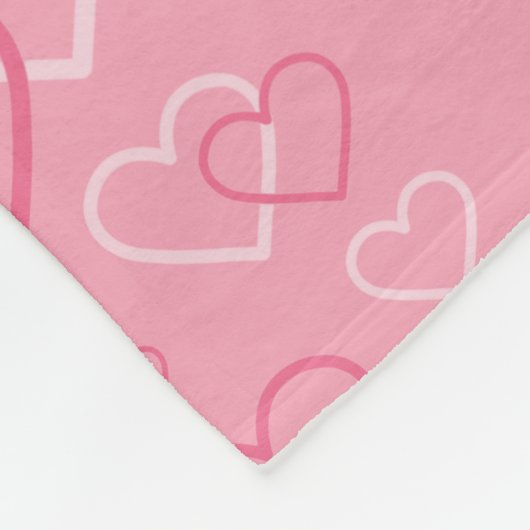 Rhodesian Ridgeback hond op roze harten met naam Fleece Deken (Hoek)