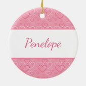 Rhodesian Ridgeback hond op roze harten met naam Keramisch Ornament (Achterkant)