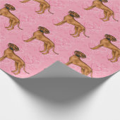 Rhodesian Ridgeback Hond Roze Liefde Hart Patroon Cadeaupapier (Hoek)