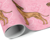 Rhodesian Ridgeback Hond Roze Liefde Hart Patroon Cadeaupapier (Rol Hoek)