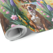 Rhodesian Ridgeback Hond Spring Bloemen Schilderen Cadeaupapier (Rol Hoek)