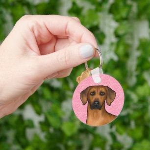 Rhodesian Ridgeback Hond van Voren op Roze Liefdes Sleutelhanger