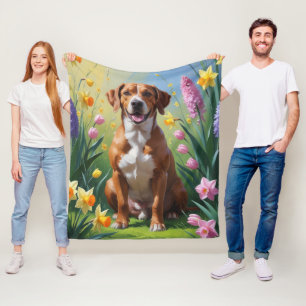 Rhodesian Ridgeback Hond Voorjaarsbloemen Schilder Fleece Deken