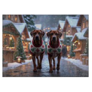 Rhodesian Ridgeback Honden Kerst Sneeuw Vakantie Snijplank