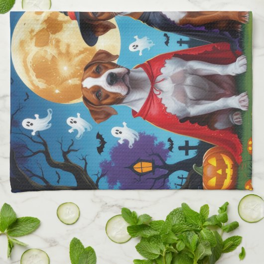 Rhodesian Ridgeback Honden Pompoen Halloween Grapp Theedoek (Gevouwen)