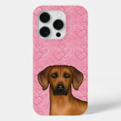 Rhodesian Ridgeback hondenhoofd op roze liefdeshar Case-Mate iPhone Case (Achterkant)