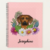 Rhodesian Ridgeback Hondenkop Kleurrijk Bloemenroz Planner (Voorkant)