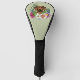 Rhodesian Ridgeback Hondenkop Wilde Bloemen Op Gro Golfheadcover