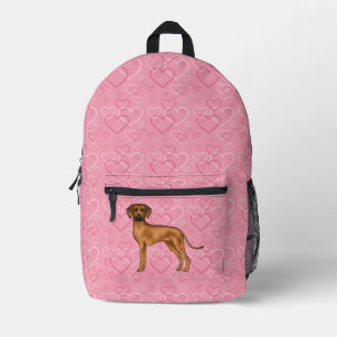 Rhodesian Ridgeback Hondenliefde Hart Patroon Roze Bedrukte Rugzak