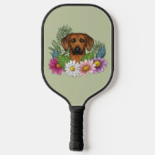 Rhodesian Ridgeback Hoofd Kleurrijke Bloemen Op Gr Pickleball Paddle (Achterkant)