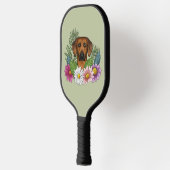 Rhodesian Ridgeback Hoofd Kleurrijke Bloemen Op Gr Pickleball Paddle (Links)