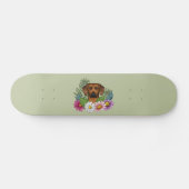 Rhodesian Ridgeback Hoofd Kleurrijke Bloemen Op Gr Skateboard (Horizontaal)