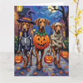 Rhodesian Ridgeback in Halloween Costumes Kaart (Gele Bloem)
