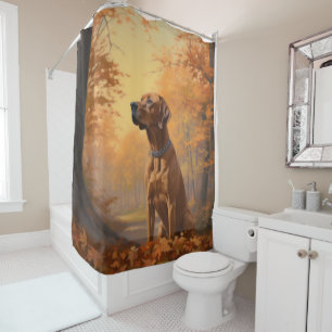 Rhodesian Ridgeback in herfst laat Herfst inspirer Douchegordijn