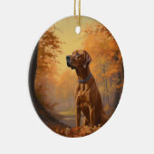 Rhodesian Ridgeback in herfst laat Herfst inspirer Keramisch Ornament (Rechts)