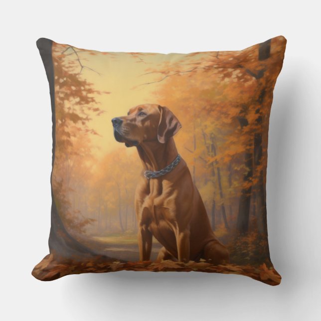 Rhodesian Ridgeback in herfst laat Herfst inspirer Kussen (Voorkant)